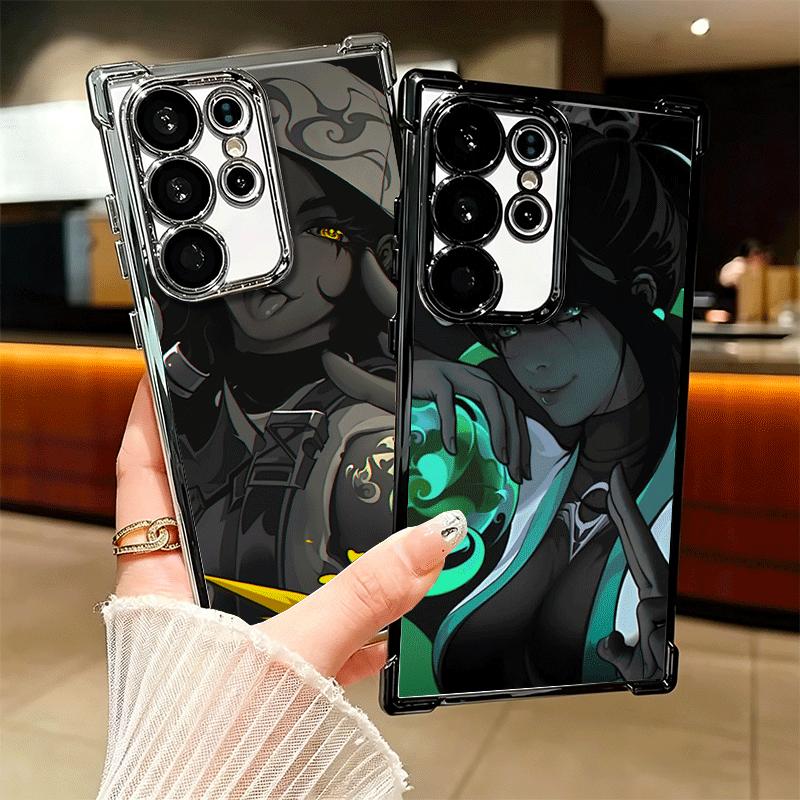 V-Valorant Game Black Cool Soft Phone Case For Samsung Galaxy S26 Ultra S25 Edge S24 FE S23 Plus S22 S21 + S20 Plating Anti-Fall