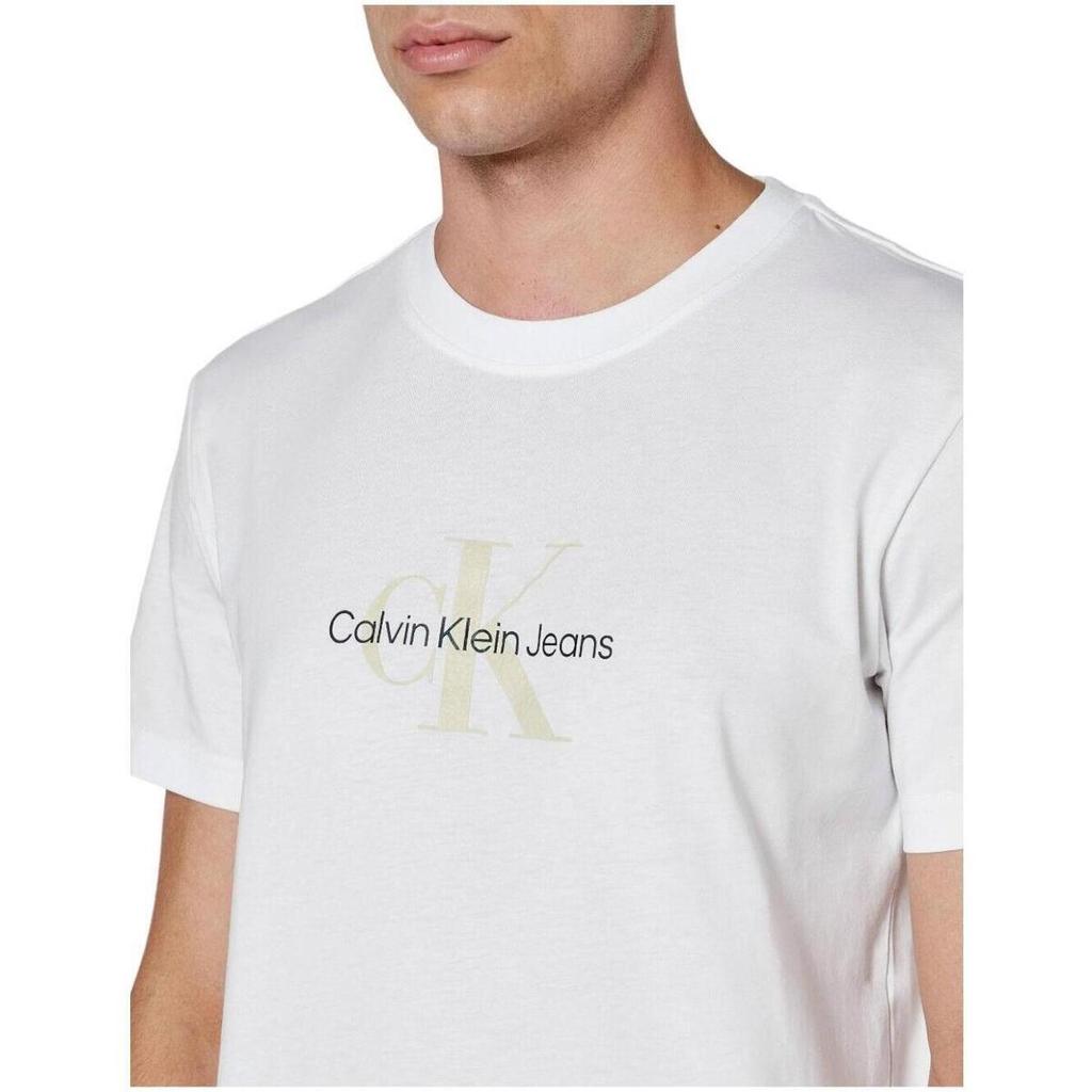 Calvin Klein Cotton Crew Neck Simple Comfortable Short Sleeve T-Shirt Men Tops White J30J326863-YAF