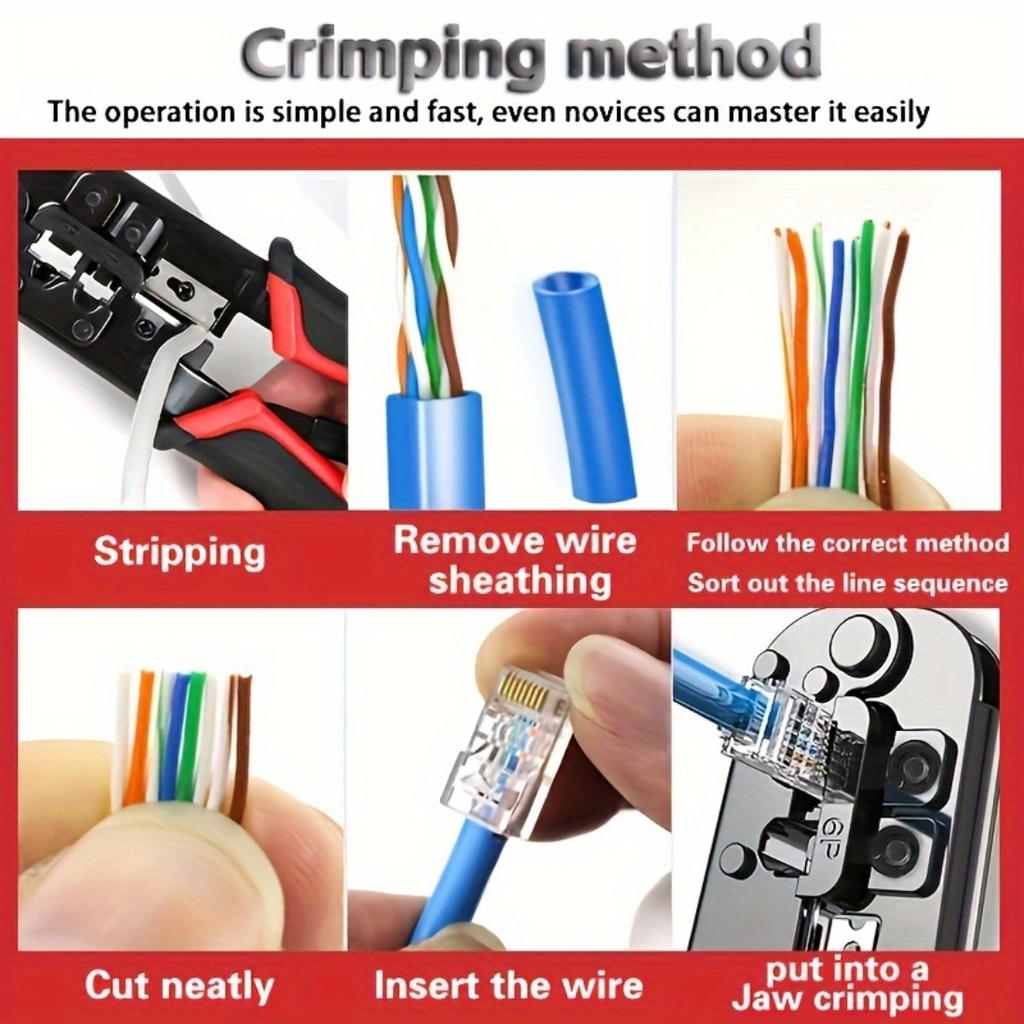 Professional Multifunctional RJ45 Network Crimping Tool, 8P6P Cable Stripper And Cutter For Home Monitoring Room Wiring Repair Work