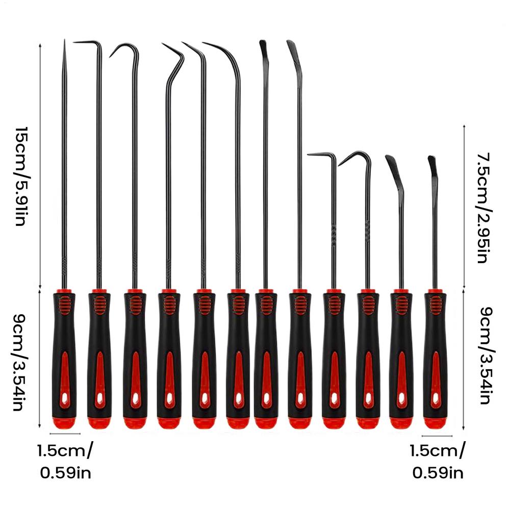 12 Pieces Automotive Alloy Head Screwdriver Hook and Pick Tool Set for Vehicle Car Sedan Scooter SUV Furniture Workshop Garage