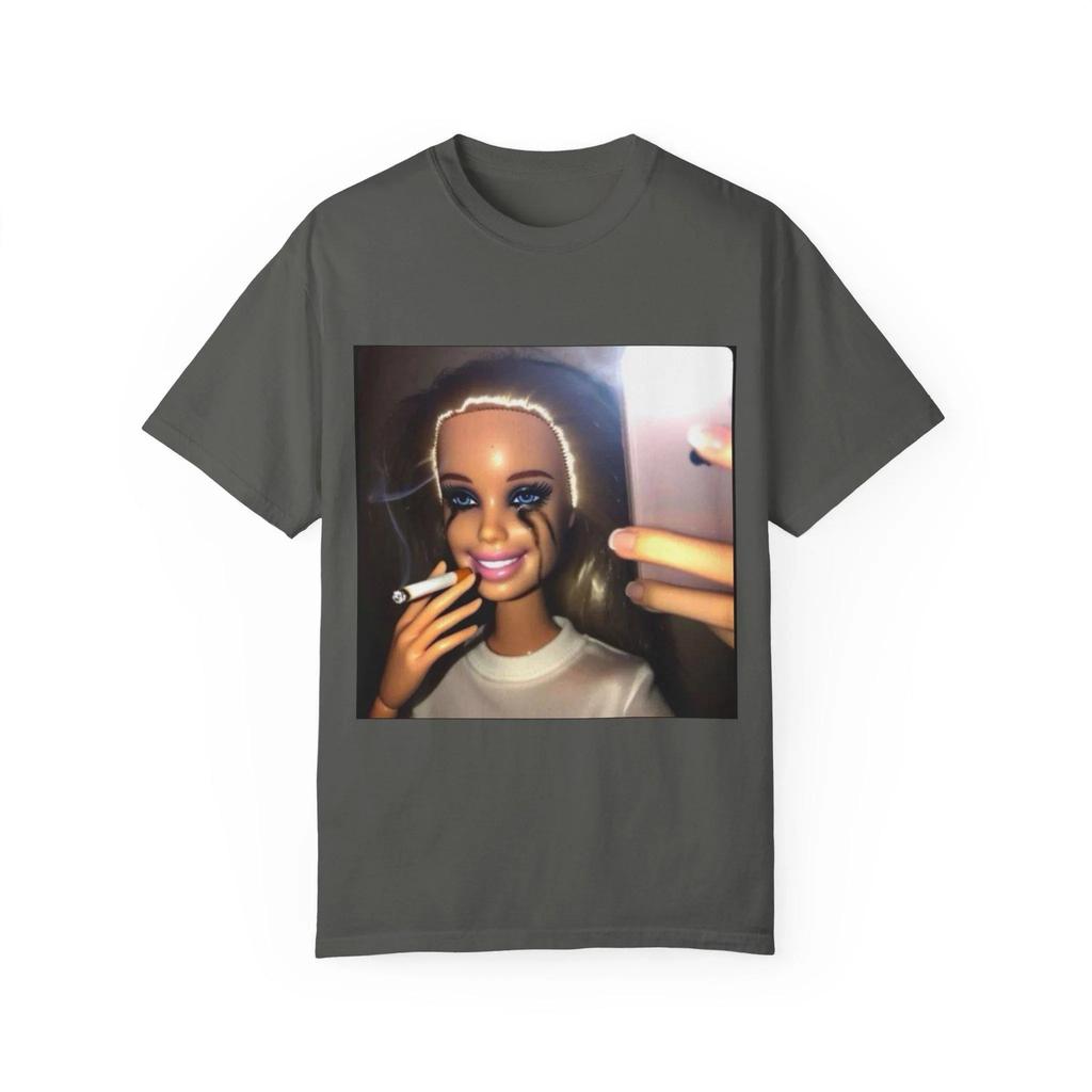 Funny Doll Meme TShirt Men Women Smudged Makeup Selfie Cigarette Graphic Tee Streetwear Short Sleeve Casual Oversized Top