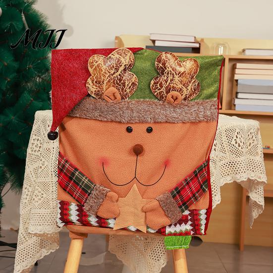 Decorative Chair Slipcovers for Hotels Christmas Dining Cover, Washable Seat Protector, Santa Snowman Covers Leisure Chairs Deer Slipcover Home
