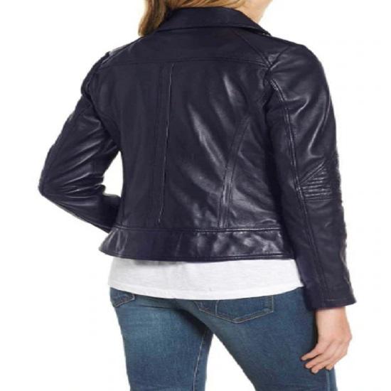 Noora New Women Lambskin Navy Blue Leather Jacket, Slim Fit Motorcycle Biker Stylish Jacket |