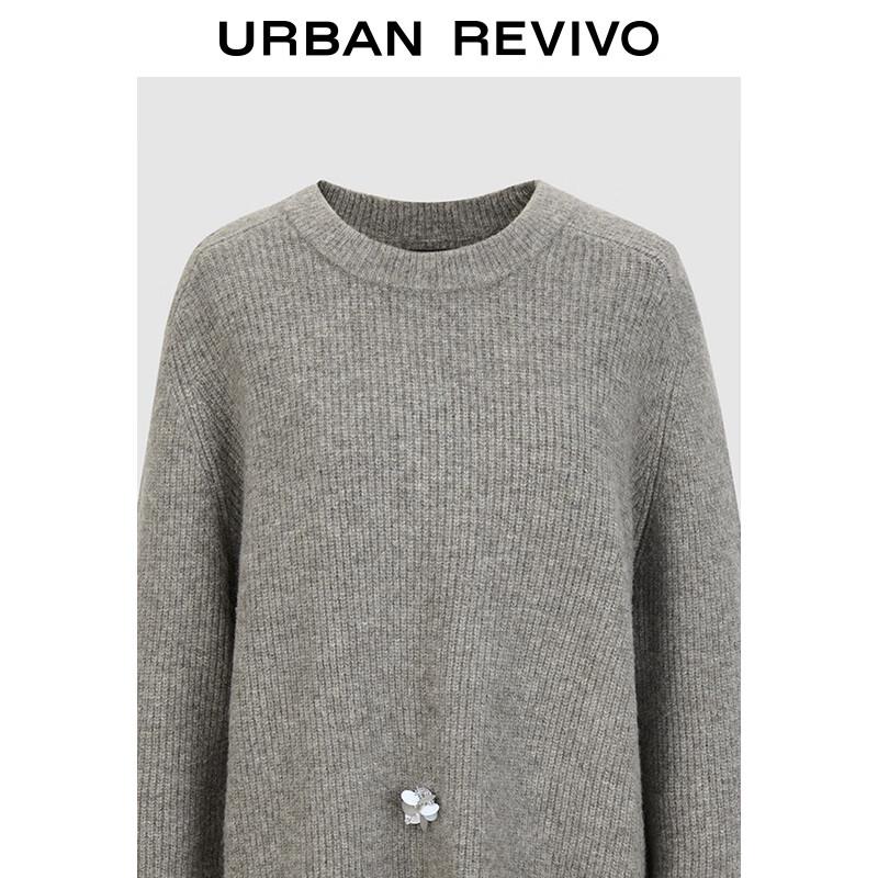 UR 2024 Winter Retro Sequin Embellished Knit Sweater