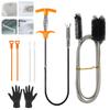 Pipe Cleaner Pipe Brush Set Drain Pipe Wire Pickup Hair Washroom Stainless Steel Orange 7-Piece (155cm/50cm/47.5cm) - Cleaner, Brush, Tool, Removal,