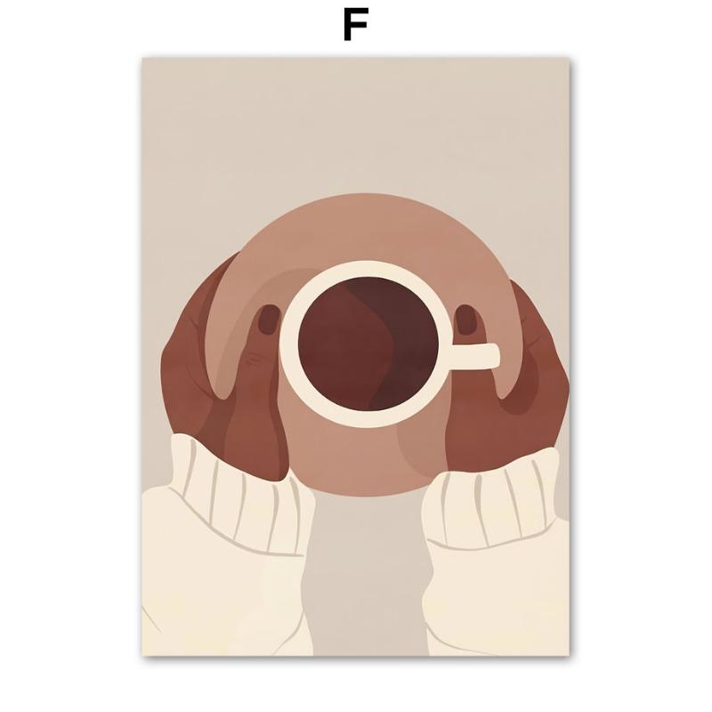 Fashion Girl Book Coffee Cup Life Wall Art Canvas Painting Abstract Posters And Prints Hotel Cafe Wall Picture Indoor Room Decor