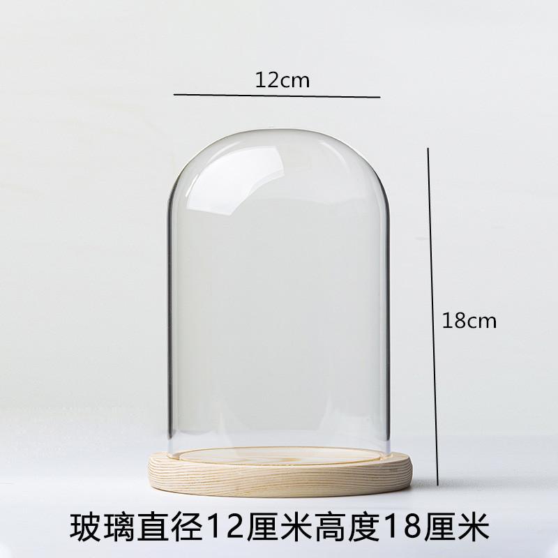 Ewige Blumen Ornamente Präsentationsschale Transparente Glasabdeckung Holzsockel Geschenk Präsentationsbox Kunsthandwerk Aufbewahrungsschale Staubschutz Kuchenform