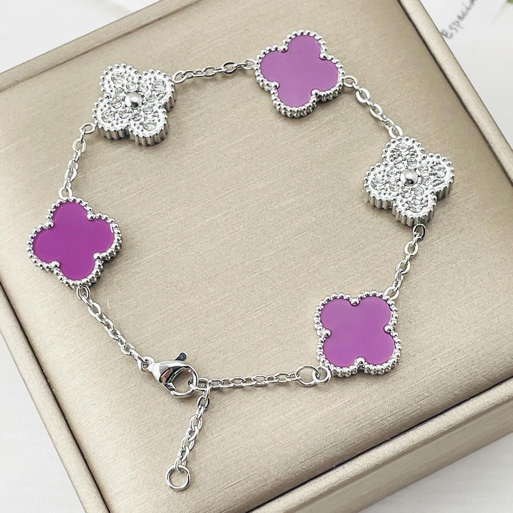 Boutique 15MM Large Four-leaf Clover Bracelet Black and White High-grade Fashion Net Red Bracelet