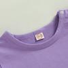 Kid Girls Shirt, Fly Sleeve Round Neck Solid Color Street Party Casual Loose Spring Summer Tops