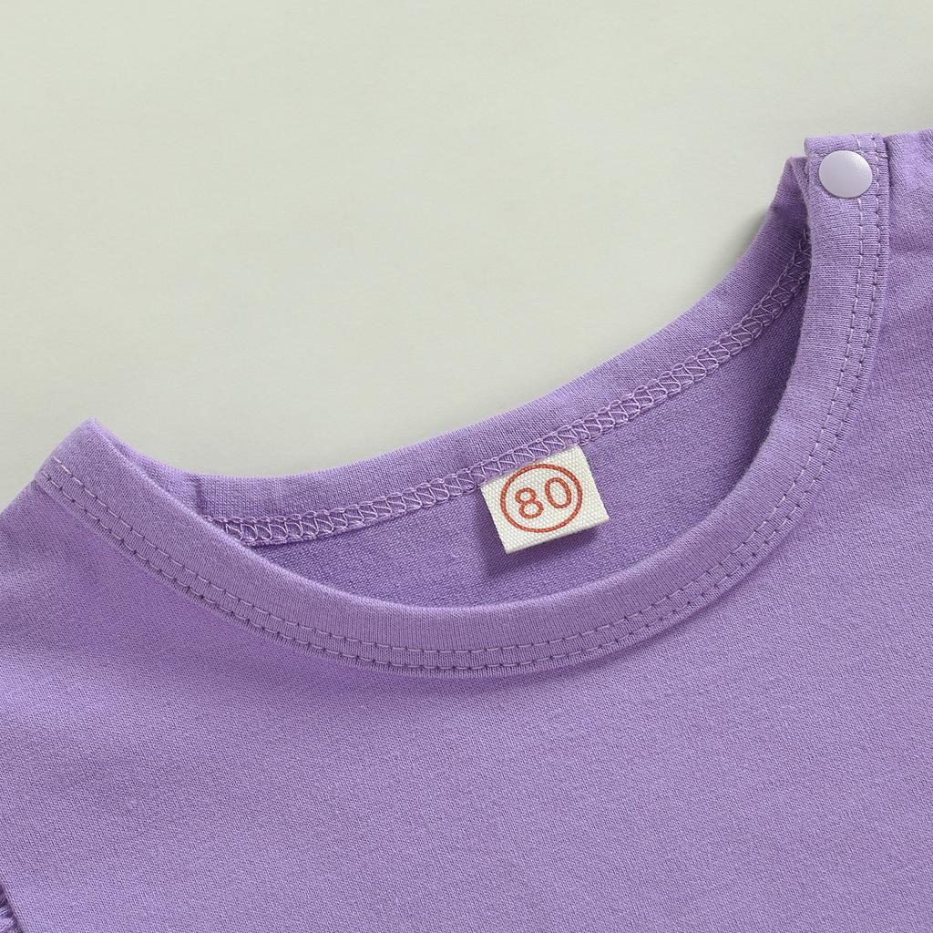Kid Girls Shirt, Fly Sleeve Round Neck Solid Color Street Party Casual Loose Spring Summer Tops