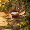Metal Garden Bird Bath Rustic Feeder with Stake, Iron Stake Water Easy Assembly Outdoor Bowl, Weather-Resistant Drinking Station for Yard Patio Decor