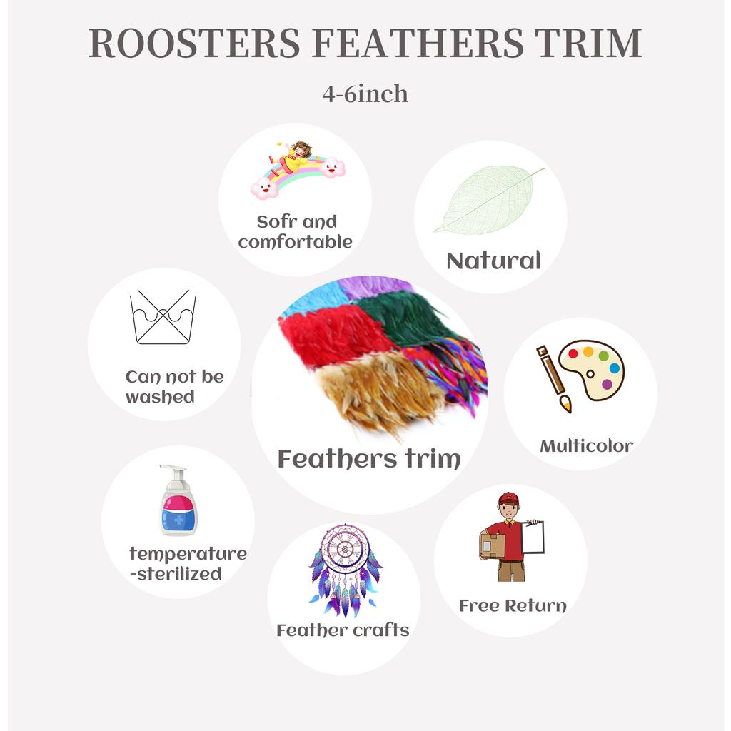 Feather1Meter Saddle Pheasant Feathers Fringe Trim for Crafts Dress Decoration Free Natural Rooster Feather Multicolor Chicken Plumes