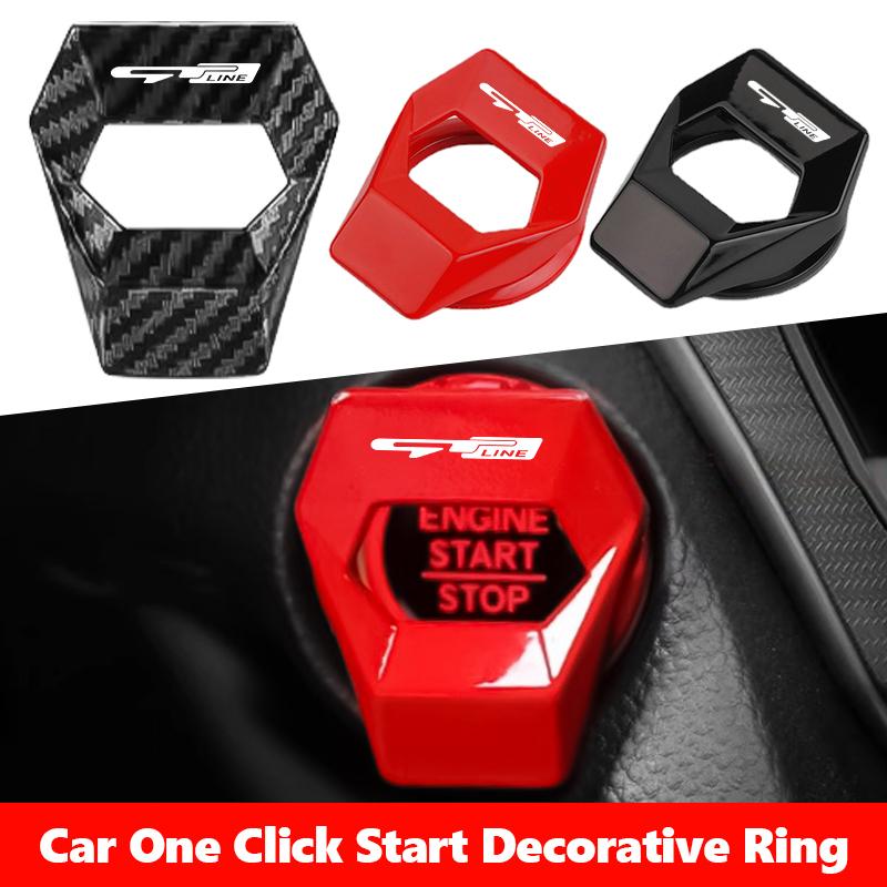 BLUKFA1 Car Interior One-touch Start Ignition Engine Stop Button Switch Button Protective Cover Decorative Sticker Accessories for Kia