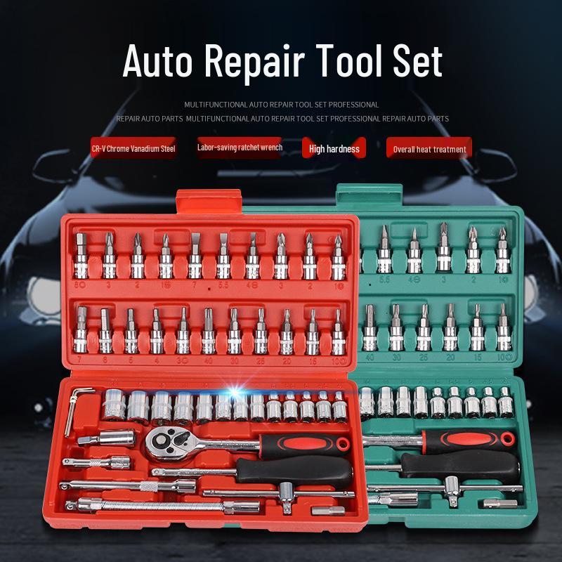 46-Piece Xiaofei 1/4" Ratchet Socket Wrench Set for Home and Auto Repair