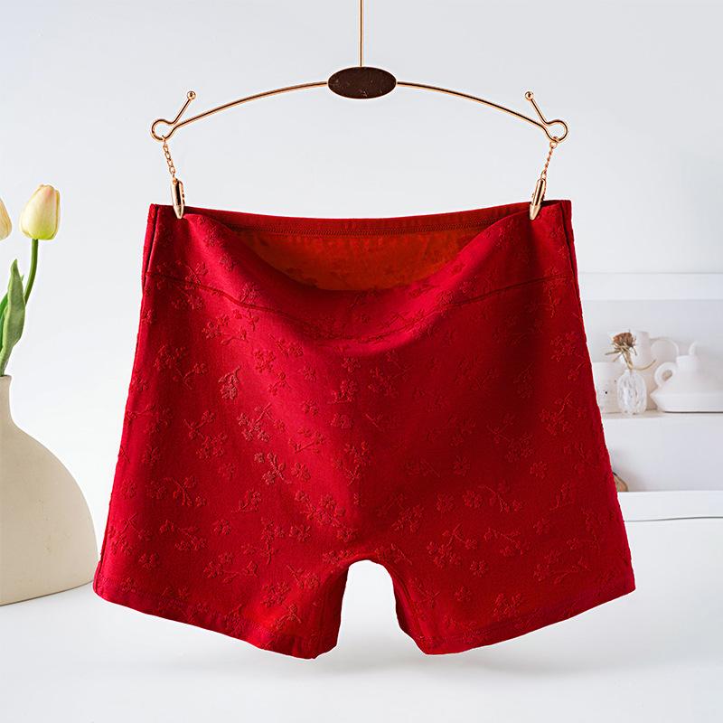 Lady Spring and Autumn Year Marriage Pure Cotton Breathable Comfortable Red Flat Angle Underwear