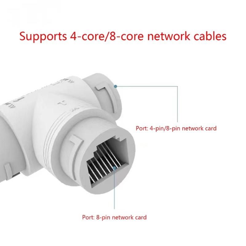 RJ45 Three-Way Connector POE Splitters Innovative Ethernet Cable Connector for Networks Integrated Wiring