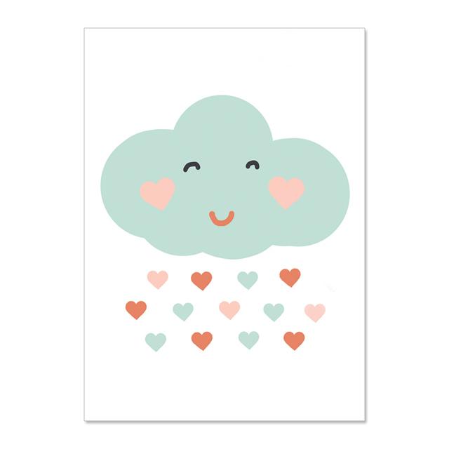 Nordic Rainbow Clouds Moon Cactus Prints And Posters Wall Art Canvas Paiting Wall Pictures For Living Room Home Décor No Frame