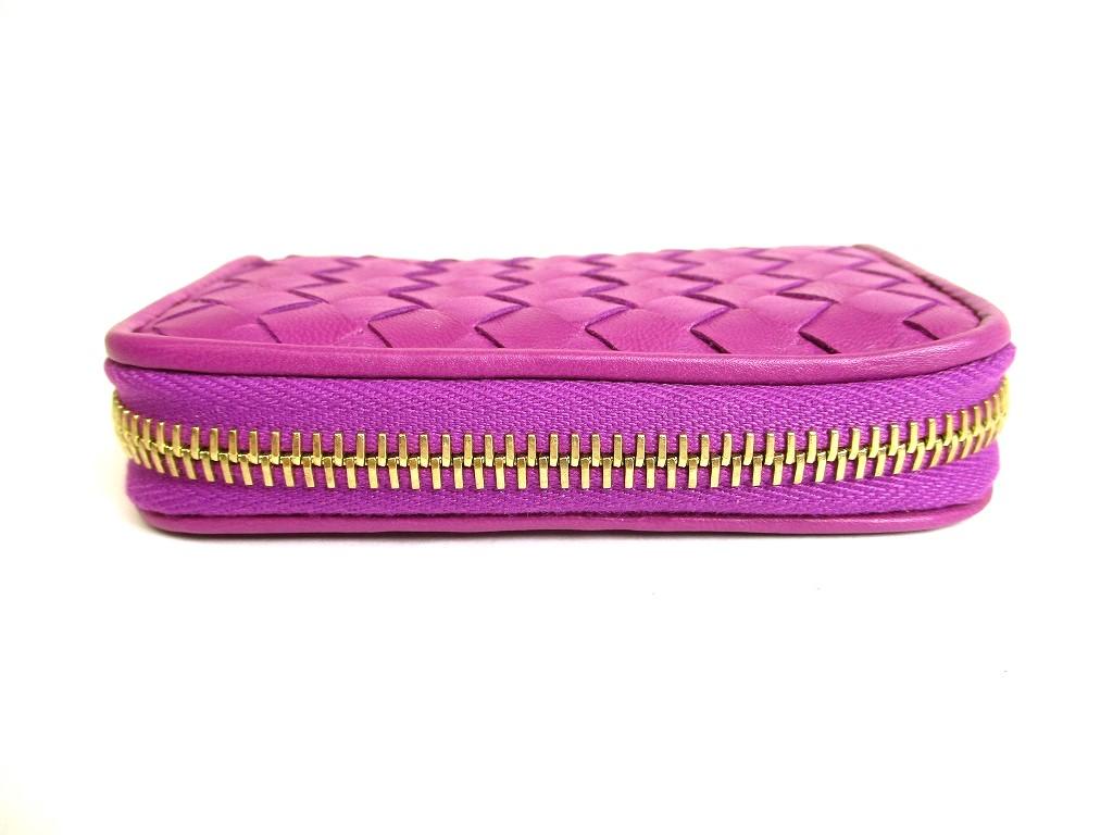 Authentic BOTTEGA VENETA Intrecciato Purple Leather Round Zip Coin Purse #9794  Refurbished