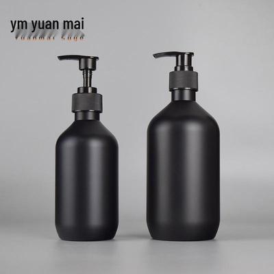 Matte Black PET Plastic Lotion Bottle, 300ml/500ml, Pump Type, Empty Personal Care Packaging