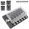 12V~24V 6/8/10/12/ Ways Blade Holder Fuse Relay Box Terminal Circuit Fuse Box with LED Warning Light Circuit Fuse Box Car Panel