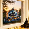 Fall Party Glass Decor Halloween Pumpkin Haunted House Static Window Stickers, Waterproof PVC Castle Indoor Scenes Decals, Removable Clings