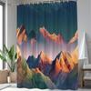 1Pc Mountain Shower Curtain Creative Mountain Pattern Three-Dimensional Color Effect Bathroom Decoration Polyester Fabric Contai