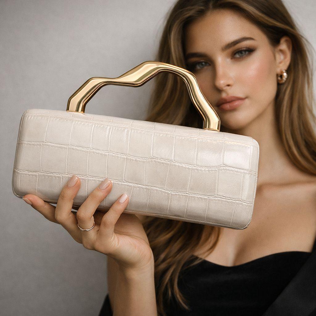 Modna złota klamra Skórzana torba na ramię PU Modna damska torebka kopertówka na łańcuszku crossbody na imprezę wieczorową