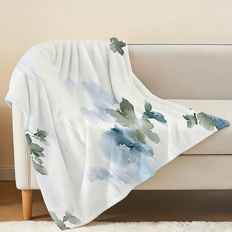 Soft Thick Flannel Blanket, Floral Pattern - Skin-Friendly & Warm, Ideal for Home, Guest Room, Single Use, Christmas & Halloween Decor & Use