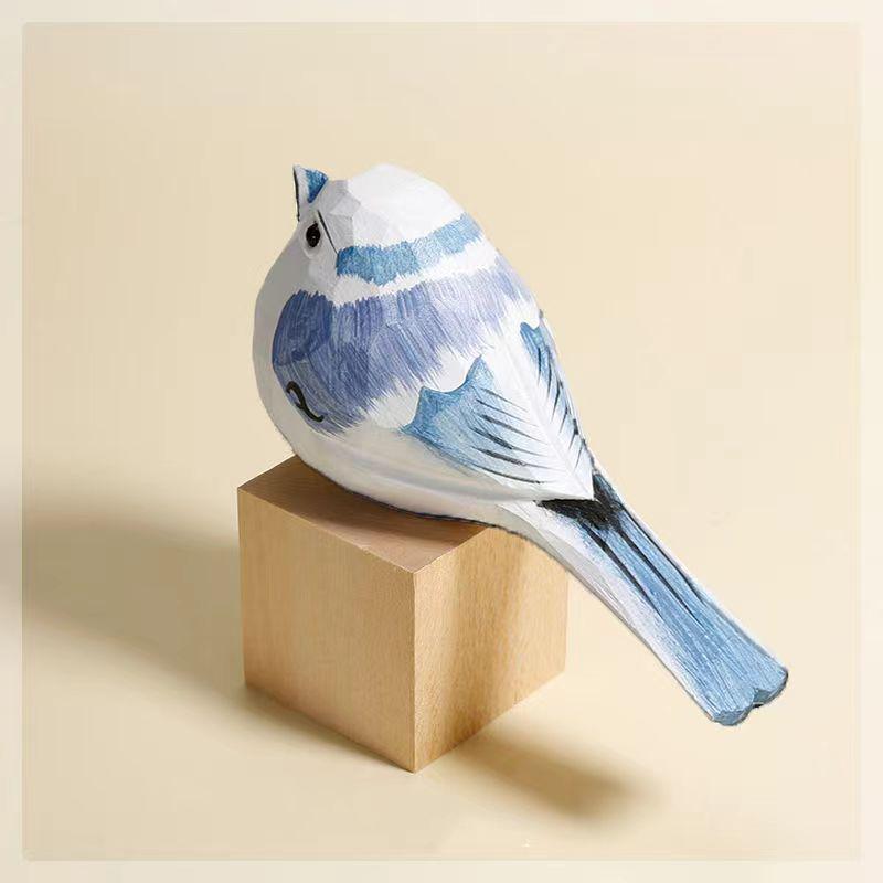 Hand-Carved Wooden Bird Ornament: Cute, Simple Healing Gift