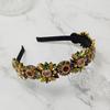 Tiara de Cabelo com Joia de Flor   Preto  Lalah495