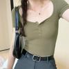 Women's Summer 2026 Slim Fit Solid Color Cropped T-shirt