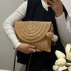 Handmade Straw Beach Shoulder Crossbody Bag Girls Envelope Woven Summer Small Hair Ball Cluth