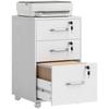 Mobile Office Pedestal, 3 Lockable Drawers, Storage Unit on Wheels, 40 x 40 x 69.5 cm, White