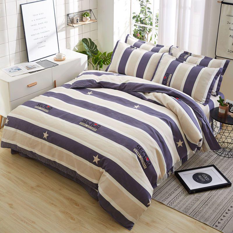 Cotton Dormitory Bedding Set: 3-Piece Quilt Cover and Single Sheet for Student Single Bed.