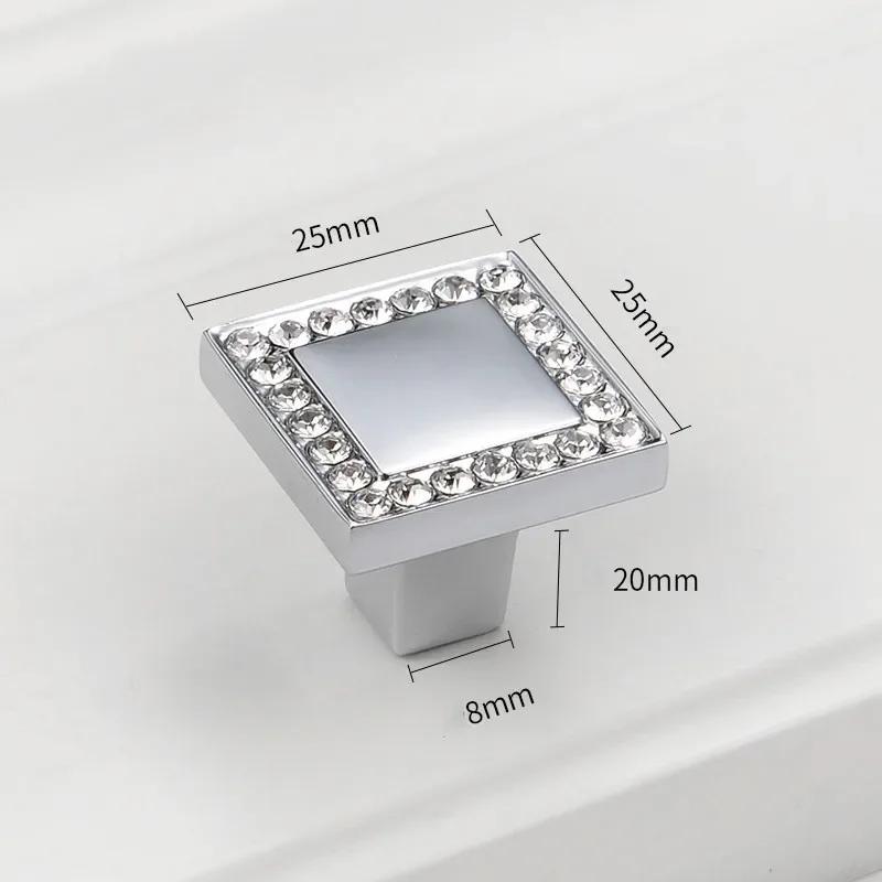 

crystal diamond furniture decoration knob Gold Silver Zinc alloy kitchen cabinet handle drawer dresser cupboard knob pull 25mm