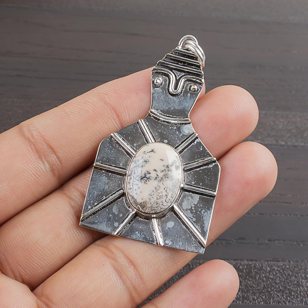 Natural Dendritic Opal Gemstone 925 Sterling Silver Jewelry  Pendant 2.2  AJP-1925