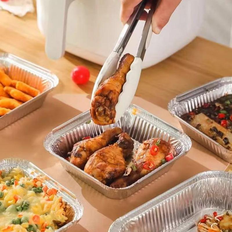 10Pcs 20Cm Air Fryer Aluminum Foil Pan Food Containers Square Oven Bbq Tray Oil-Proof Non-Stick Baking Tool Kitchen Supplies