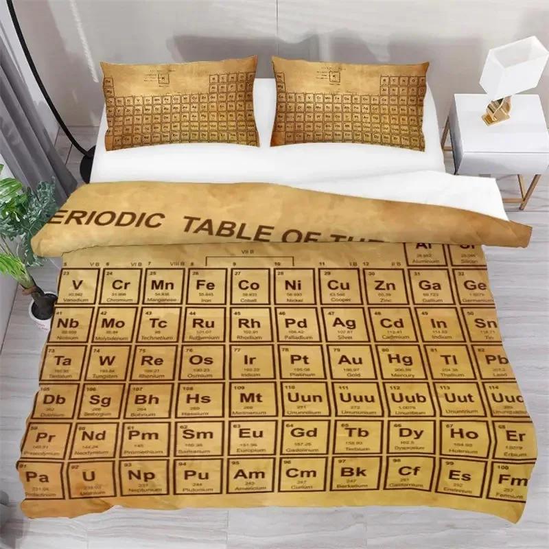 Hot New Periodic Table Duvet Cover Set,Science Freak Chemistry Lovers Colorful Element Table for Fun Learning Image Bedding Set