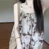 French Retro Tie-dye Suspender Dress, Women's Summer Literary Temperament, Seaside Vacation Style, Sleeveless Long Skirt