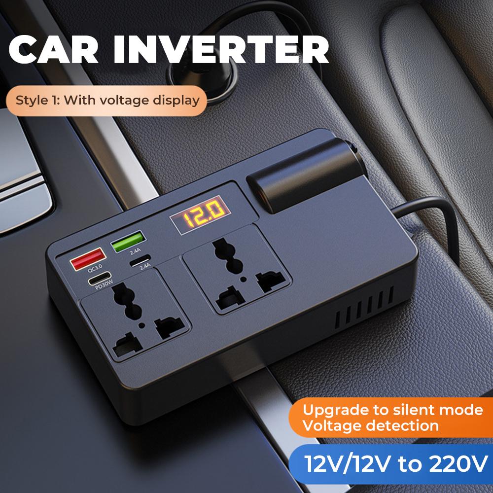 12V/24V Car Inverter 200W DC To AC 220V With Converter Switch QC USB/PD/Type-C Chargers Power Adapter Voltage Detection Tool