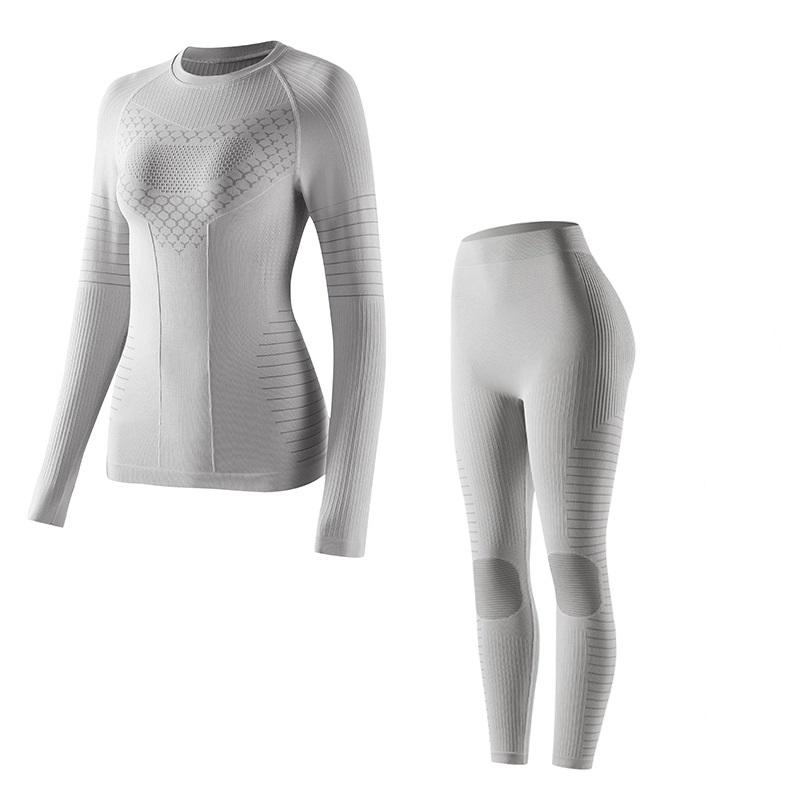 Womens Ski Suit Thermal Compression Base Layer Sweat Wicking Quick Dry Skiing Outfit Fitness Activewear Set