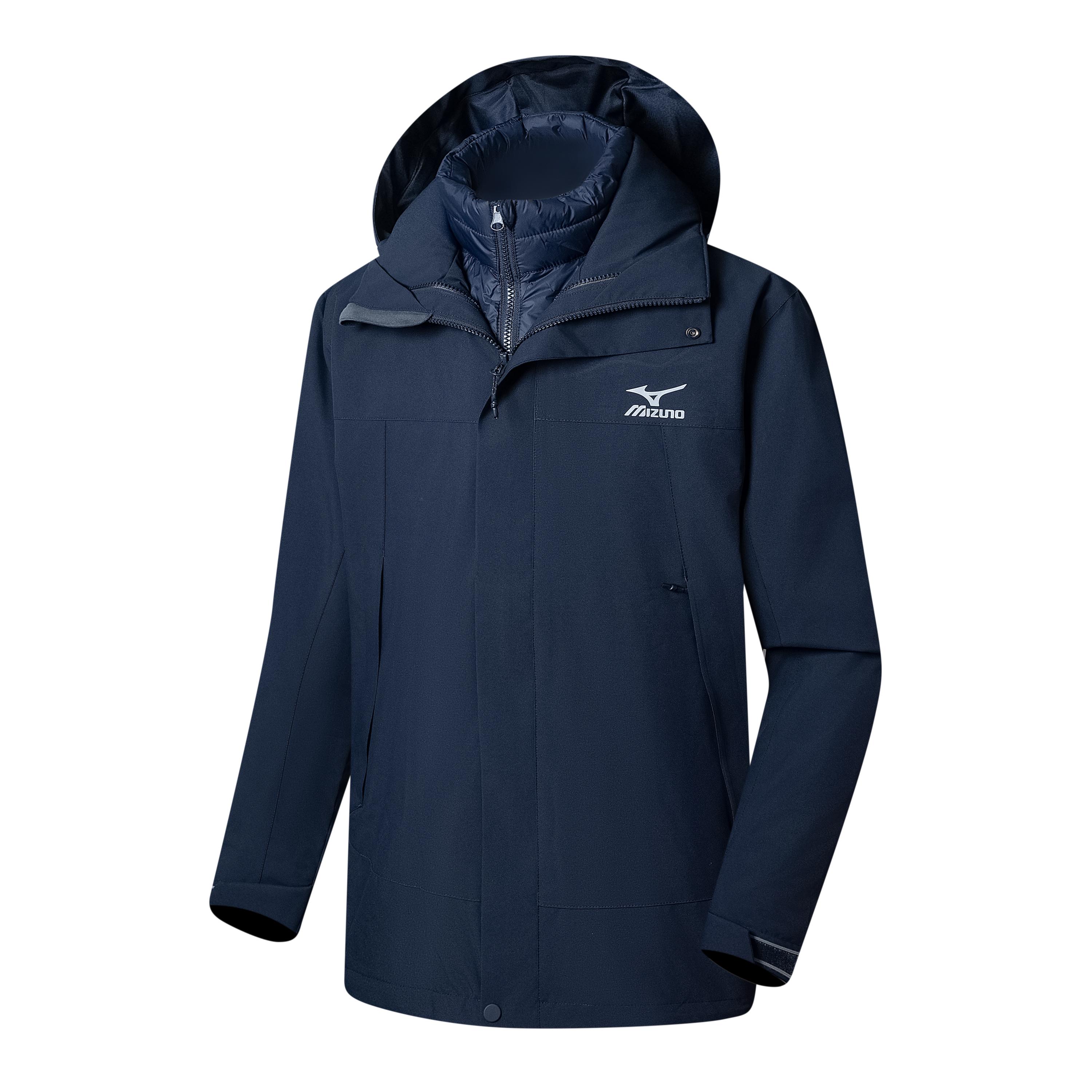 Mizuno Windbreaker Jackets Unisex Detachable Hood Thickened And Fleece Lined A2CE2509 3XL