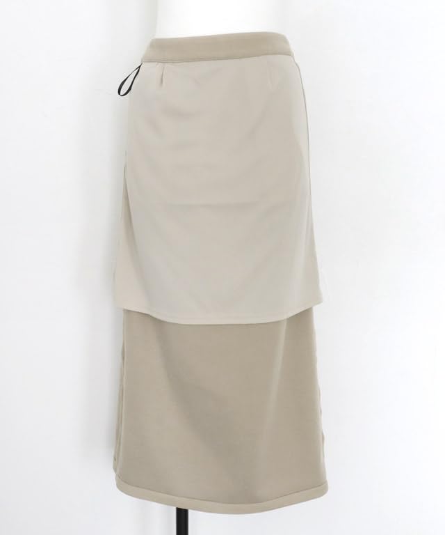 Pierrot Brushed Stretch Size Check Pattern Cashmere-Touch I-Line Skirt, Fabric, Waist, Below-the-Knee Length, Women's, M,