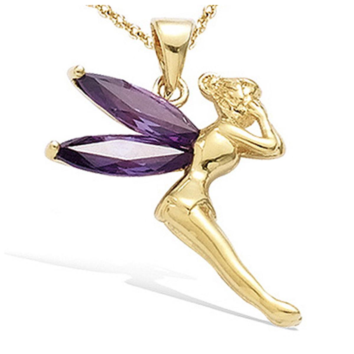 

Les Trésors De Lily [A8094] - Позолоченный кулон с аметистом Tinkerbell - 20x27 мм