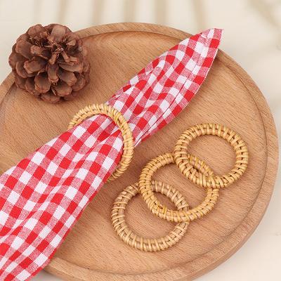 10Pcs Woven Rattan Napkin Rings Rustic Woven Tabletop Holders For Christmas Thanksgiving Home Wedding Party Decor