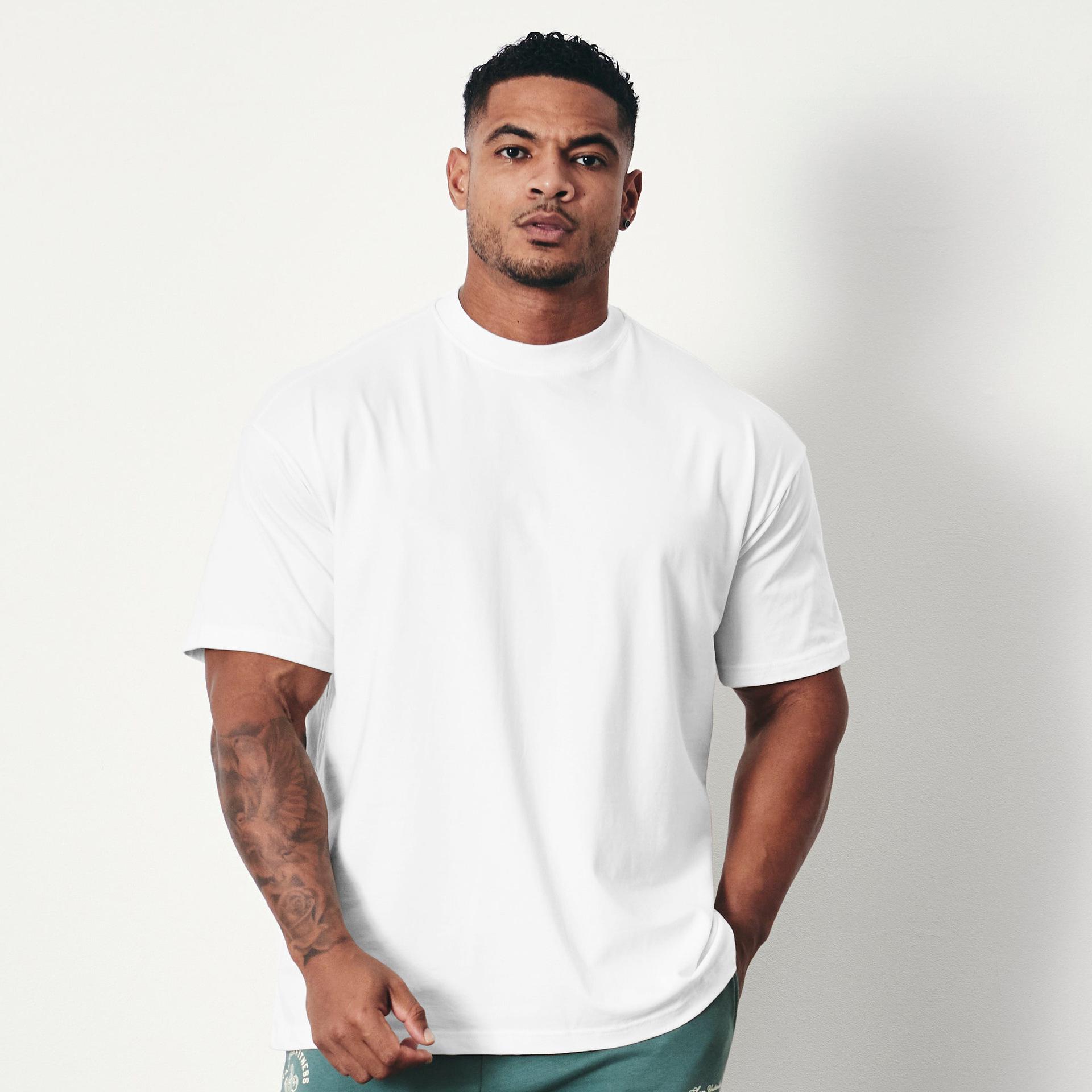 StrideBox VQ Heren Plus Size Katoenen Fitness T-shirt - Korte Mouw voor Hardlopen en Casual Kleding M