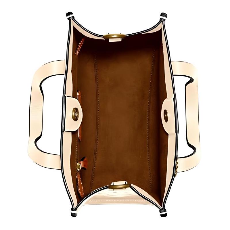 COACH Field classic old flower embossed vertical version leather shoulder crossbody handbag large size women's off-white