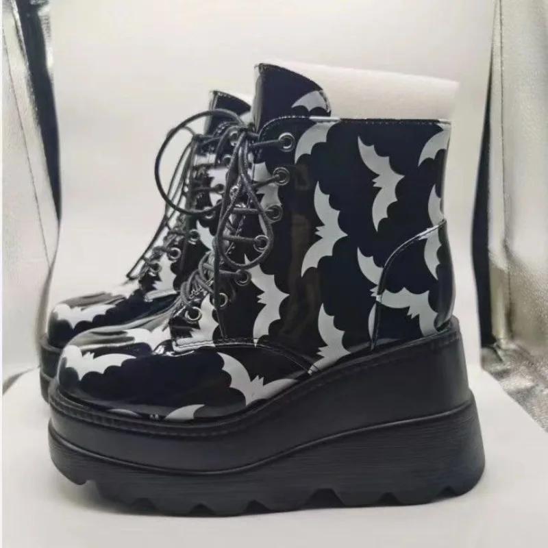 2026New Wedges Boots for Women Fashion Gothic Platform Boots Women Ankle Boots Height Increasing Thick Soled Boot Botas De Mujer