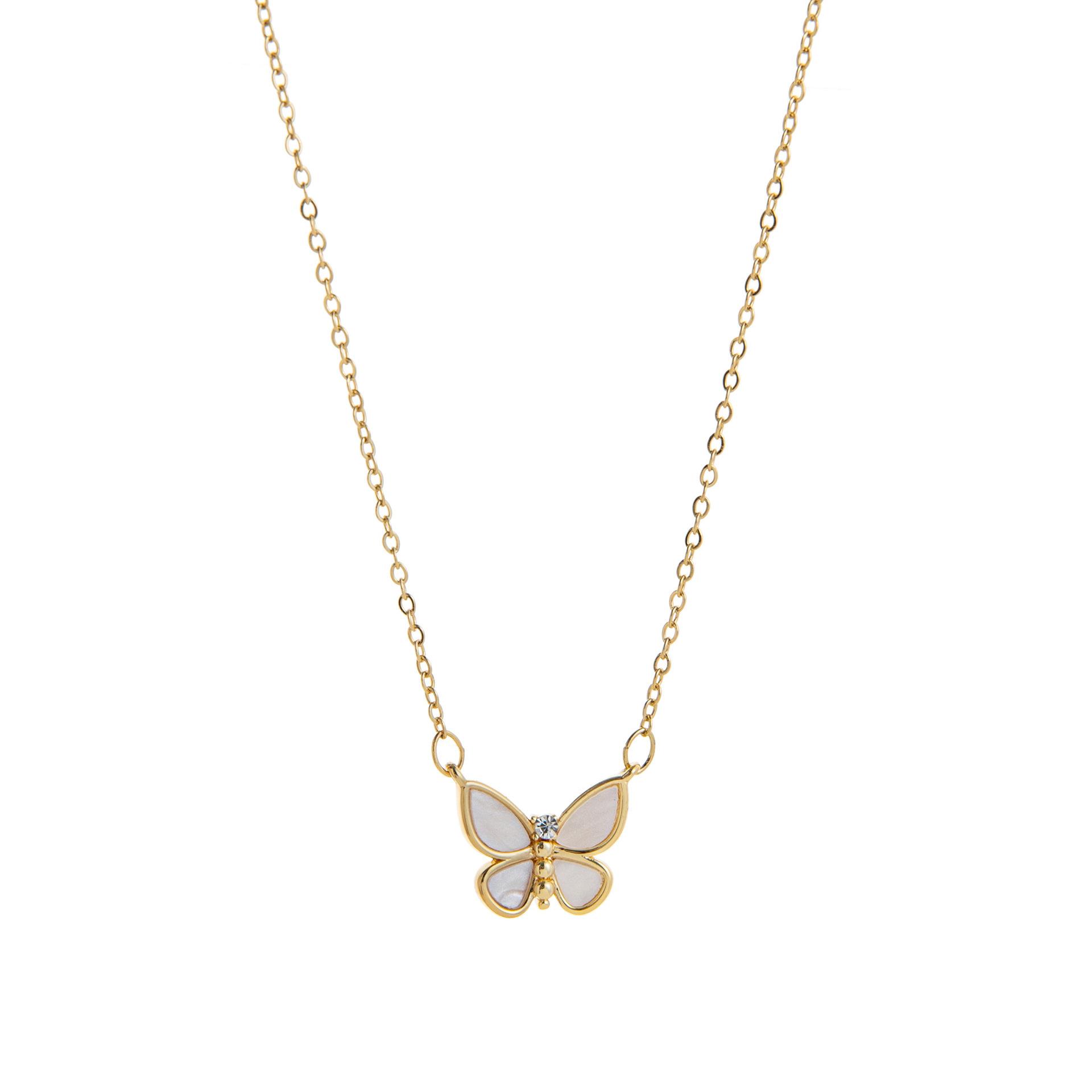 

Simple Butterfly Bird Open And Close Round Album Pendant Gold Titanium Steel Necklace Electroplated Copper 18K Real Gold