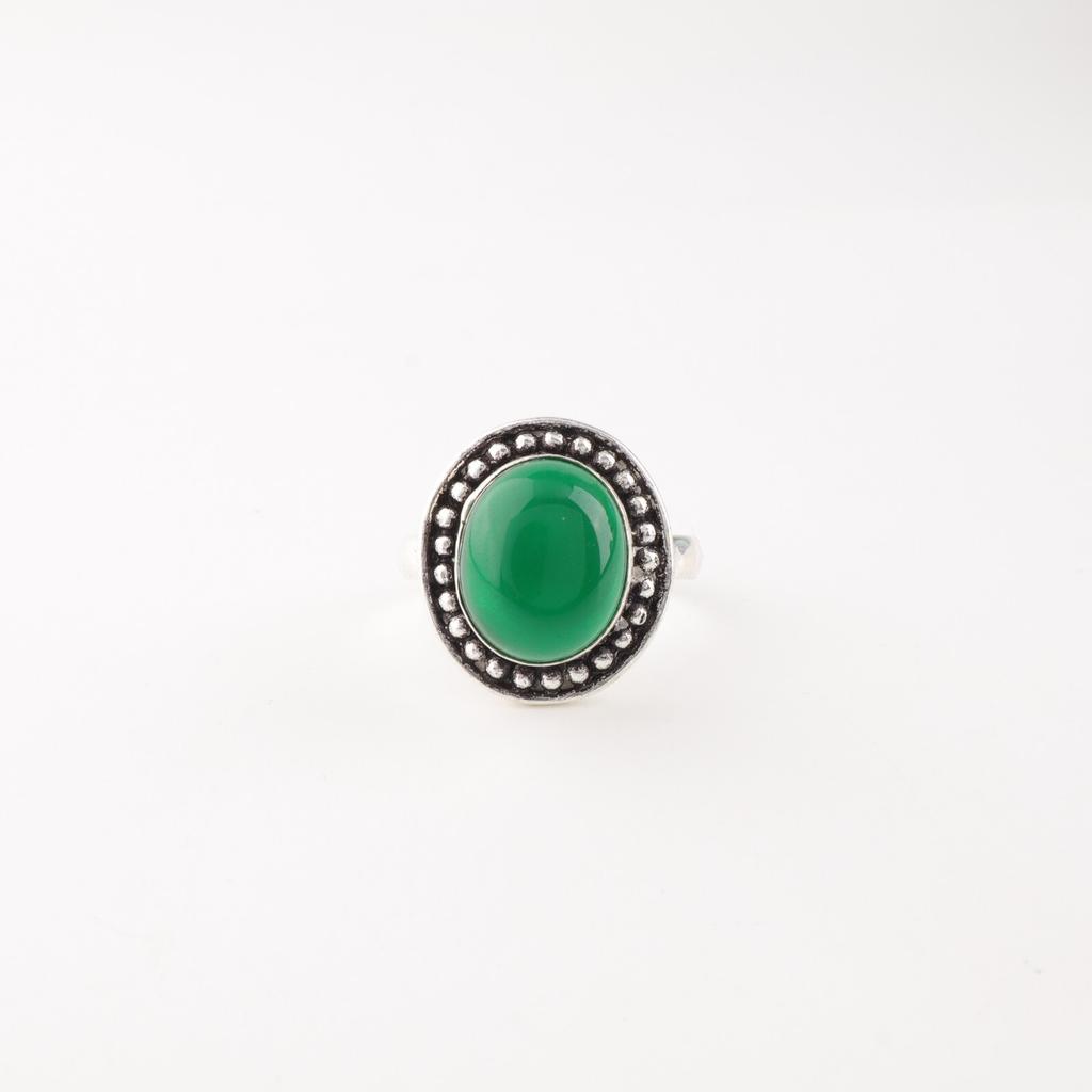 Green Onyx Cab Gemstone 925 Sterling Silver Jewelry Handmade Ring Wedding Gift RR-62-36